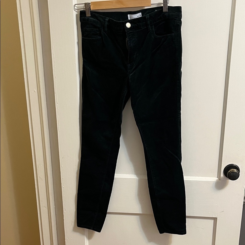 LOFT Women's Dark Green Ankle Corduroy Pants